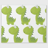 Lächelndes grünes Dino Geschenkpapier (Flach)