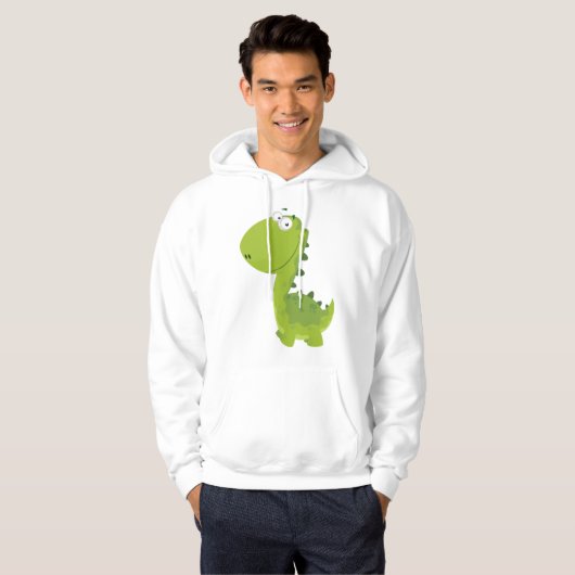 Lächelndes grünes Dino Hoodie (Vorne ganz)