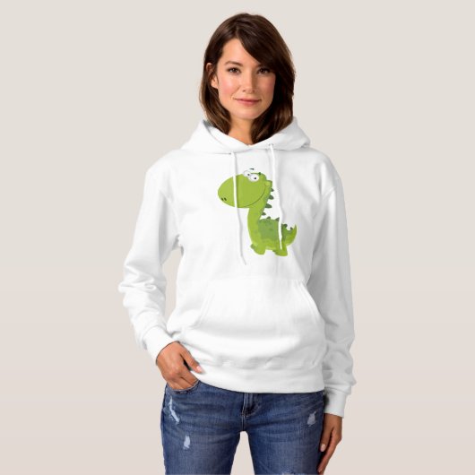 Lächelndes grünes Dino Hoodie (Vorne ganz)
