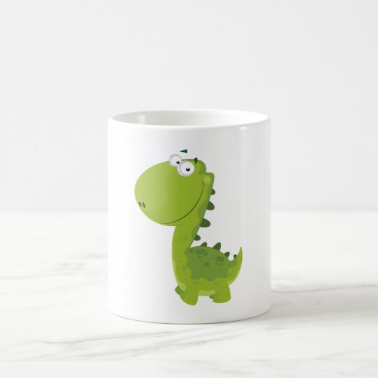 Lächelndes grünes Dino Kaffeetasse (Mittel)
