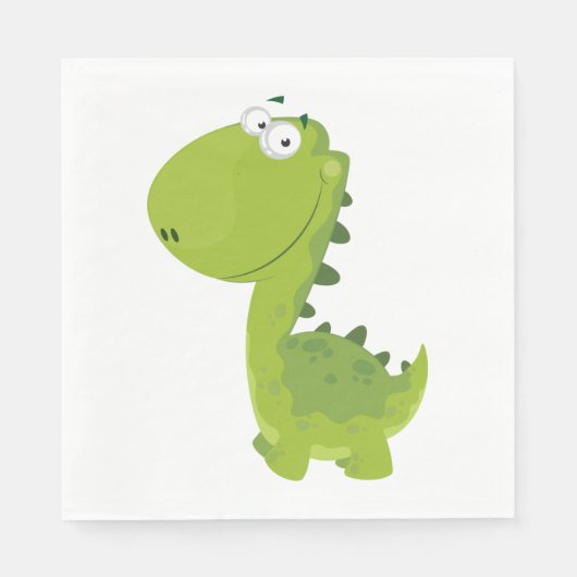 Lächelndes grünes Dino Serviette (Vorderseite)