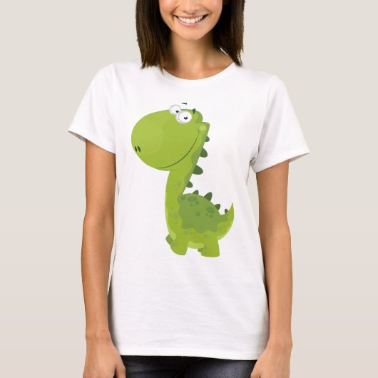 Lächelndes grünes Dino T-Shirt (Vorderseite)