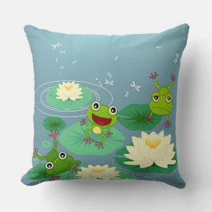 Lächelndes grünes Froschkissen Kissen