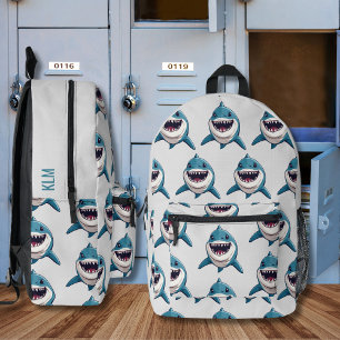 Lächelndes Hai Monogramm Bedruckter Rucksack