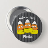 Lächelndes Halloween-Mais, klassischer Rundsticker Button (Vorne & Hinten)