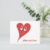 Lächelndes Herz Valentine Postkarte (Stehend Vorderseite)