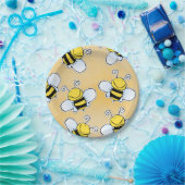 Lächelndes Honeybees Muster Pappteller (Party)