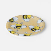 Lächelndes Honeybees Muster Pappteller (Schrägansicht)