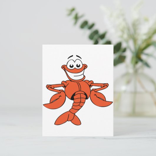 Lächelndes Hummerzeichen des Cartoon Einladung (Stehend Vorderseite)