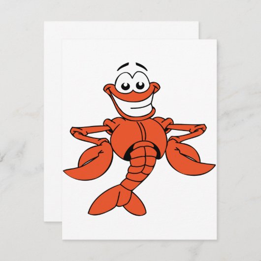 Lächelndes Hummerzeichen des Cartoon Einladung (Vorne/Hinten)