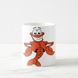 Lächelndes Hummerzeichen des Cartoon Kaffeetasse