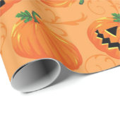 Lächelndes Jack-o’-Lantern Pumpkin Halloween Geschenkpapier (Rolleneckpunkt)
