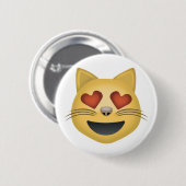 Lächelndes Katzen-Gesicht mit Herz-geformten Augen Button (Vorne & Hinten)