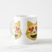 Lächelndes Katzen-Gesicht mit Herz-geformten Augen Kaffeetasse (Vorderseite Links)