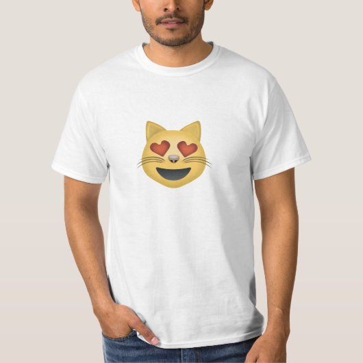 Lächelndes Katzen-Gesicht mit Herz-geformten Augen T-Shirt (Vorderseite)