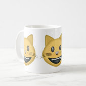 Lächelndes Katzen-Gesicht mit offenem Mund Emoji Kaffeetasse (Vorderseite Links)