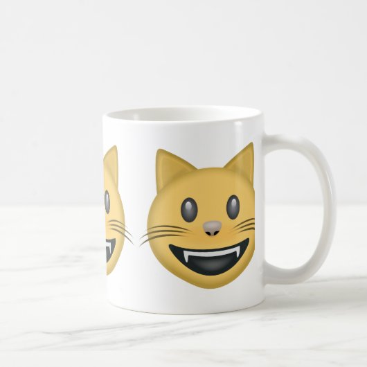 Lächelndes Katzen-Gesicht mit offenem Mund Emoji Kaffeetasse (Rechts)