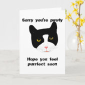 Lächelndes Katzengesicht erhält Wohlfühlkarte Karte (Gelbe Blume)