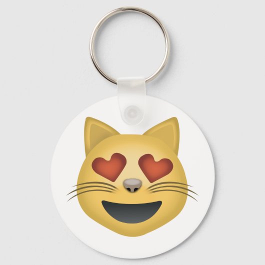 Lächelndes Katzengesicht mit Herz-geformt Augen Em Schlüsselanhänger (Vorderseite)