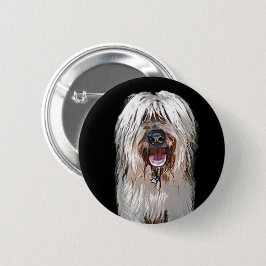 Lächelndes Kitz Briard Button (Vorne & Hinten)