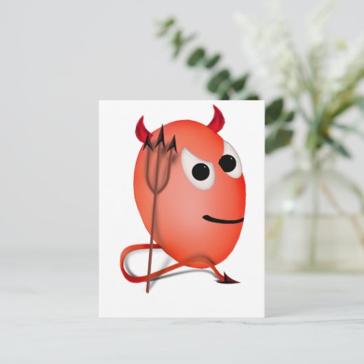 Lächelndes kleines Teufelseier Postkarte (Stehend Vorderseite)