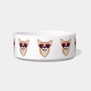 Lächelndes Korgi mit Sonnenbrille Dog Bowl Napf