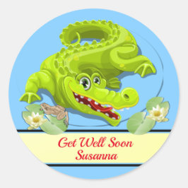 Lächelndes Krokodil wird gut Runder Aufkleber