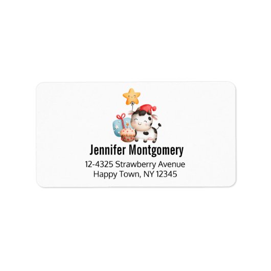Lächelndes Kuh Niedlich Adorable Party Adressaufkleber (Vorne)