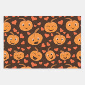 Lächelndes Kürbismuster mit Herzen Geschenkpapier Set (Vorderseite 3)