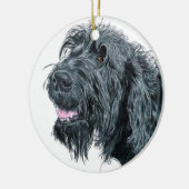 Lächelndes Labradoodle Keramikornament (Links)