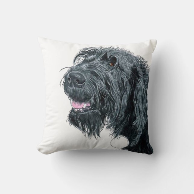 Lächelndes Labradoodle Kissen (Vorderseite)
