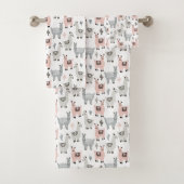 Lächelndes Lama-Muster Badhandtuch Set (Insitu)