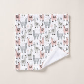 Lächelndes Lama-Muster Badhandtuch Set (Waschlappen)
