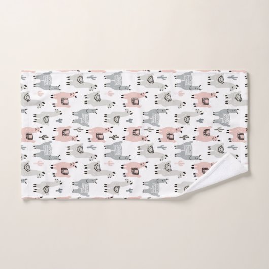 Lächelndes Lama-Muster Badhandtuch Set (Handtuch)