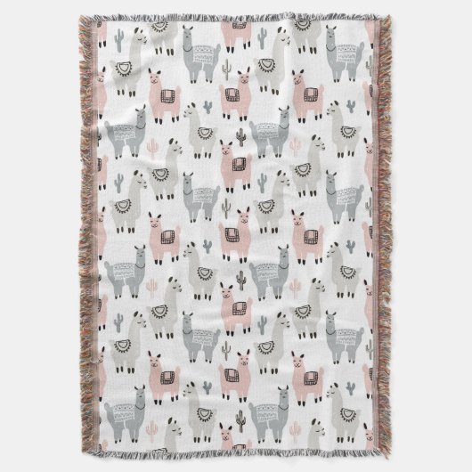 Lächelndes Lama-Muster Decke (Vorderseite Vertikal)