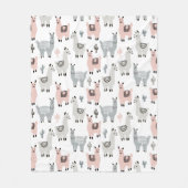 Lächelndes Lama-Muster Fleecedecke (Vorderseite)