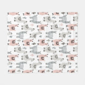 Lächelndes Lama-Muster Fleecedecke (Vorderseite (Horizontal))