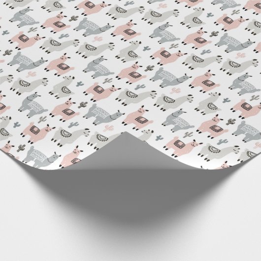 Lächelndes Lama-Muster Geschenkpapier (Ecke)