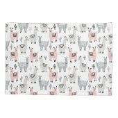 Lächelndes Lama-Muster Kissenbezug (Rückseite-Links)