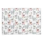 Lächelndes Lama-Muster Kissenbezug (Vorderseite-Rechts)