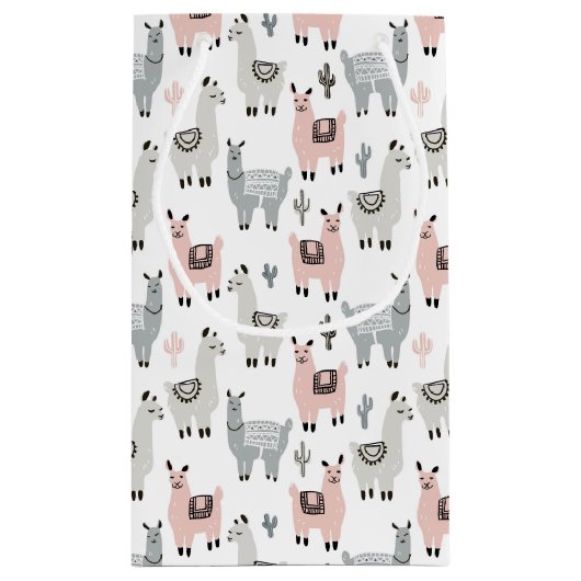 Lächelndes Lama-Muster Kleine Geschenktüte (Rückseite)