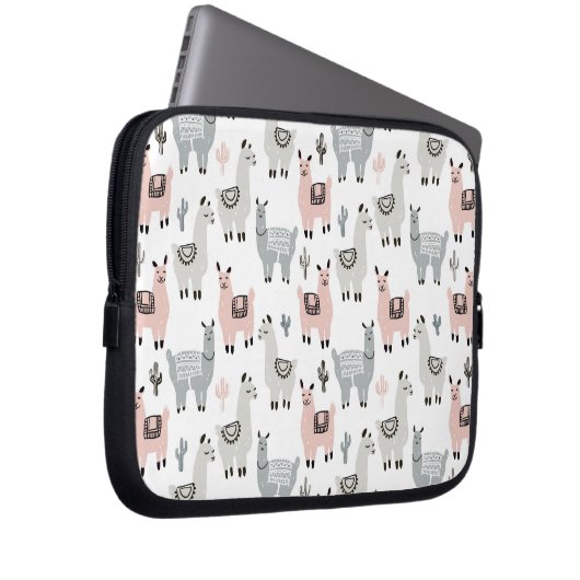 Lächelndes Lama-Muster Laptopschutzhülle (Vorne Rechts)