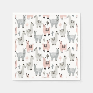 Lächelndes Lama-Muster Serviette