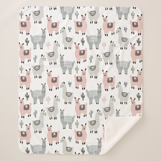 Lächelndes Lama-Muster Sherpadecke (Vorderseite)