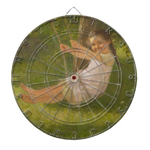 Lächelndes Mädchen auf einer Schaukel (Vintage Kin Dartscheibe