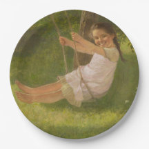 Lächelndes Mädchen auf einer Schaukel (Vintage Kin