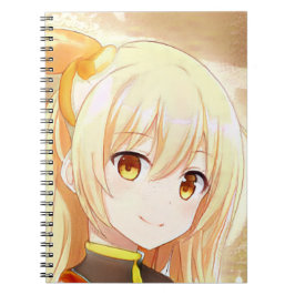 Lächelndes Mädchen mit gelben Augen Anime Manga Notizblock