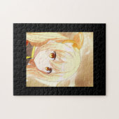 Lächelndes Mädchen mit gelben Augen Anime Manga Puzzle (Horizontal)