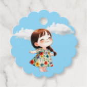 Lächelndes Mädchen mit Schmetterlingen-Geschenk-Ta Geschenkanhänger (Vorderseite)