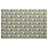 Lächelndes Mädchen Schneemann Schlitten Schnee Wal Stoff (Fat Quarter (45,7 x 55,9 cm))